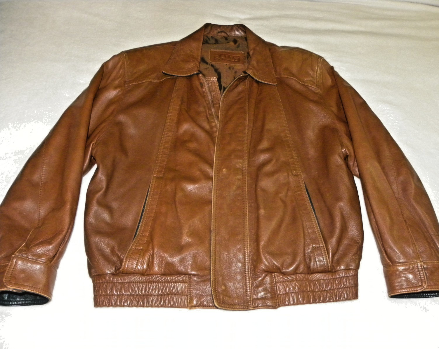 BALLY Italy Vintage Leather Bomber Jacket-Premium Hide-Rare 80s/90s Designer 38 