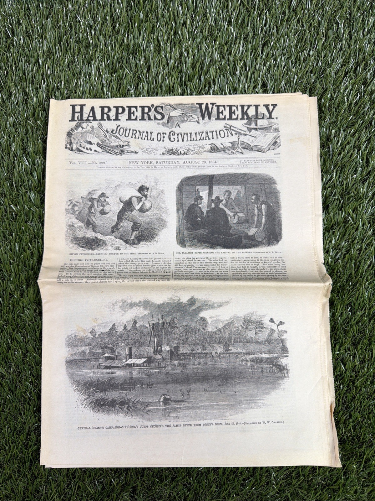 1864 Petersburg Mine Explosion Harpers Weekly August 20 Mobile Bay
