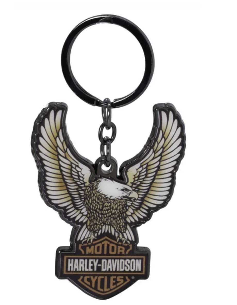 Harley-Davidson Domed Eagle Bar & Shield Logo Key Chain Black 4621