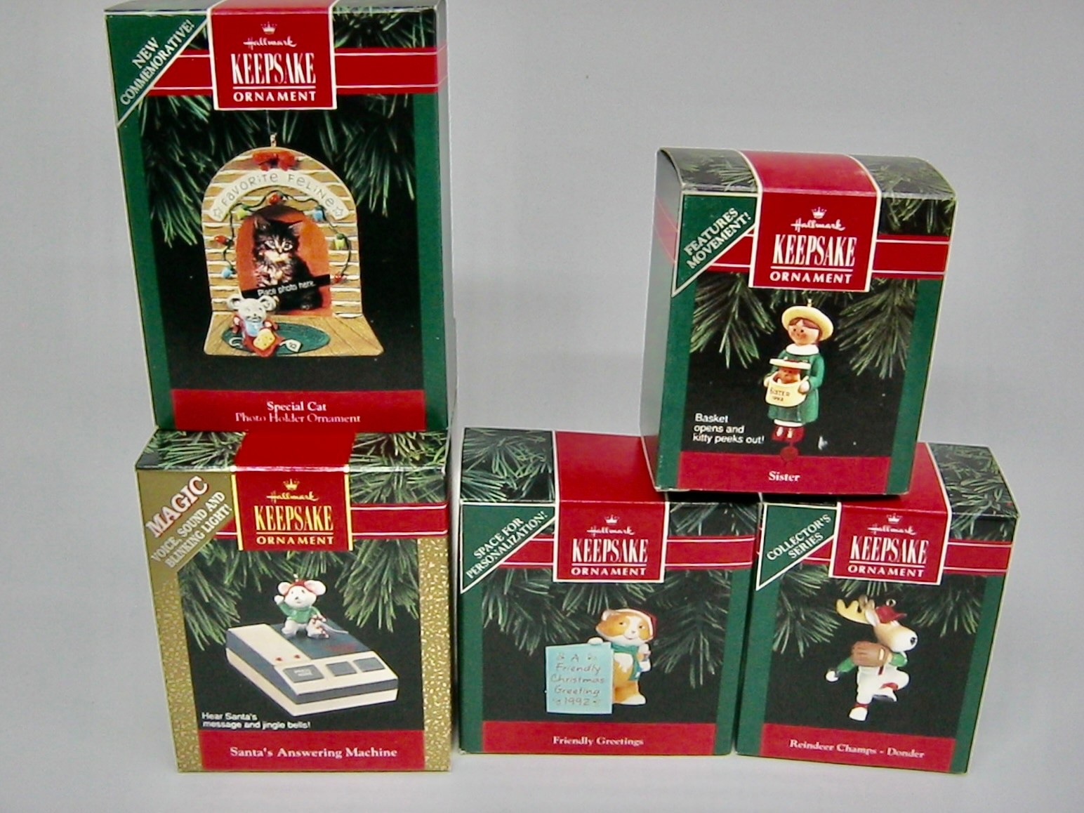 Lot of 5 Hallmark Keepsake Vintage 1992 Christmas Ornaments In Original Boxes