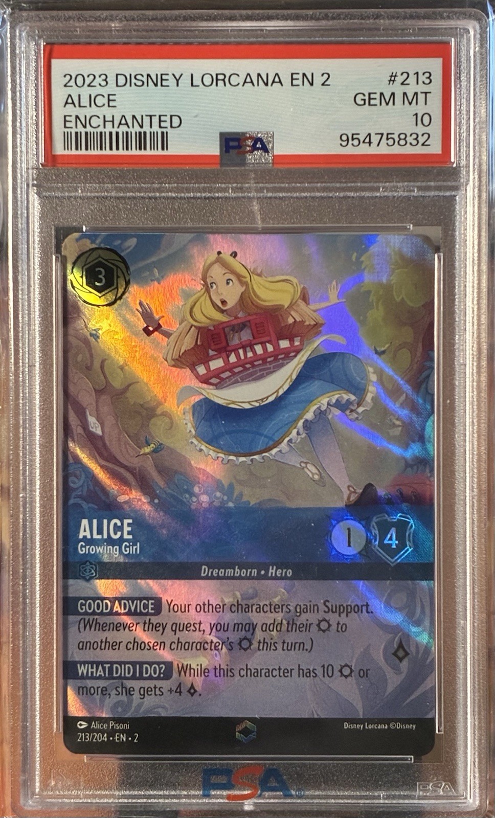 Lorcana Rise of the Floodborn #213 Alice - Growing Girl PSA 10