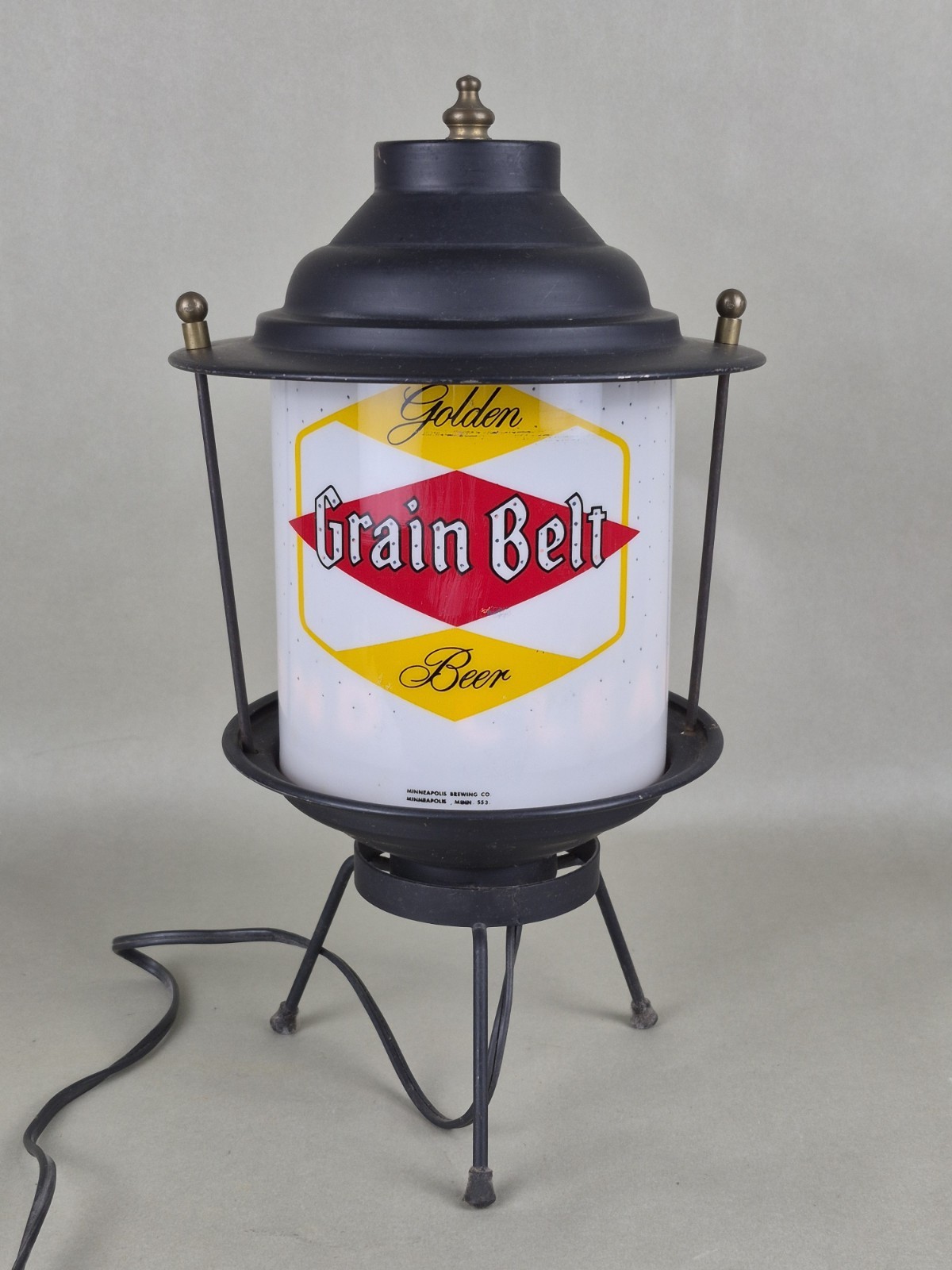 Vintage GRAIN BELT BEER MOTION LIGHT Starry Night Rotating Lantern Bar Sign 