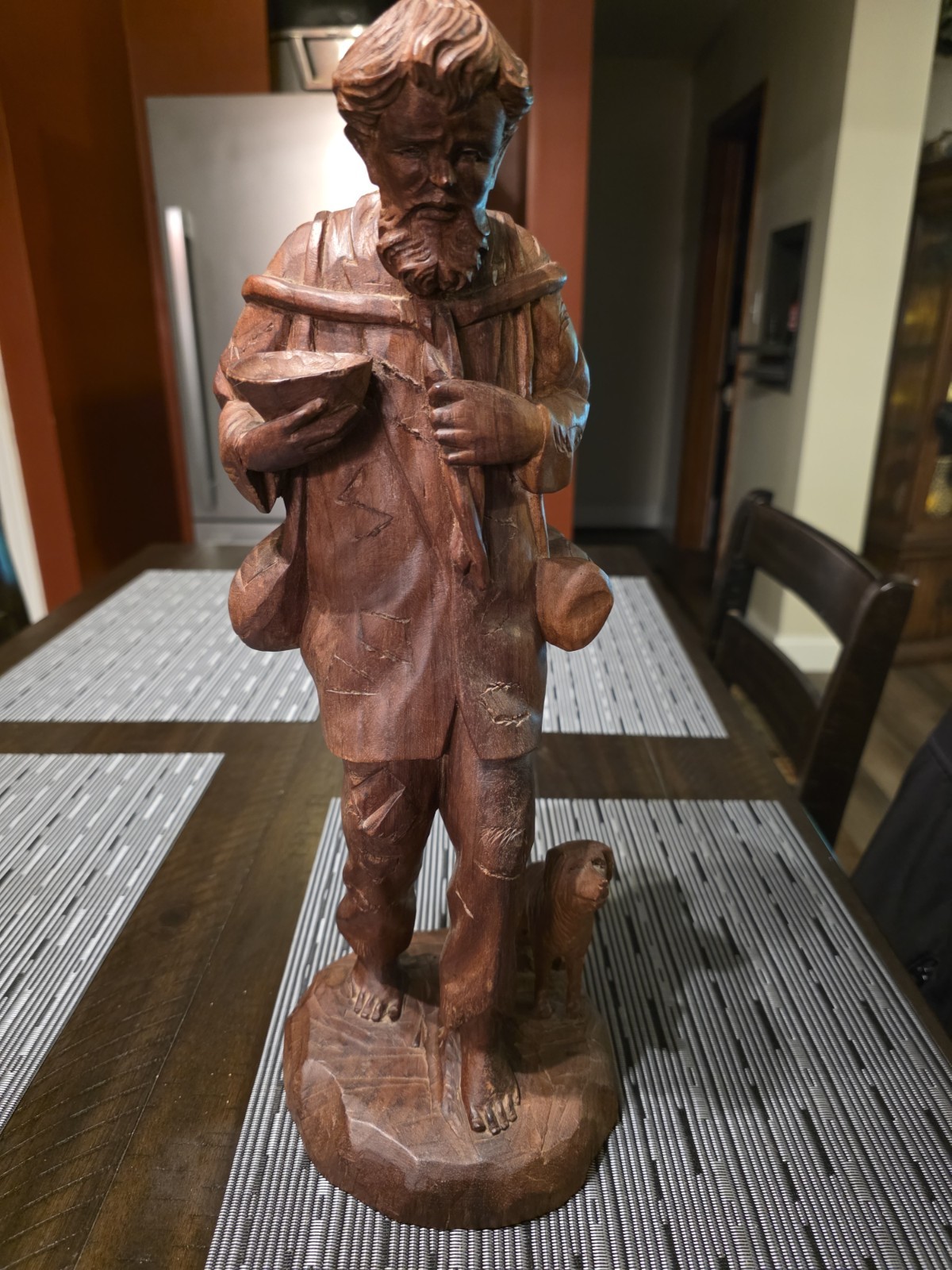 Vintage Hand Carved Wood 16.5