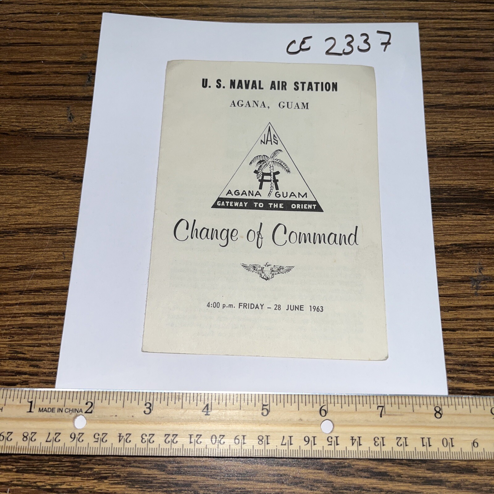 1963 US Naval Air Station Change of Command Program Agana Guam Gateway to Orient