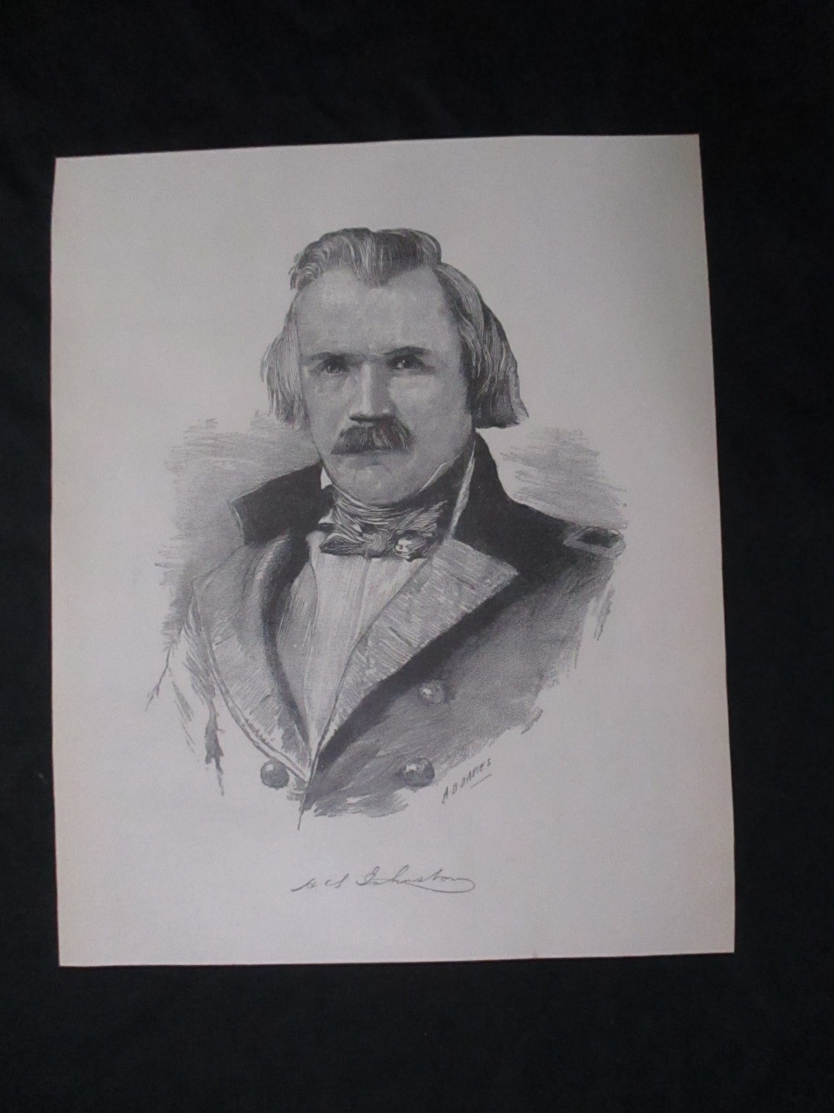 1885 Civil War Print - Confederate General Albert Sidney Johnston - Shiloh