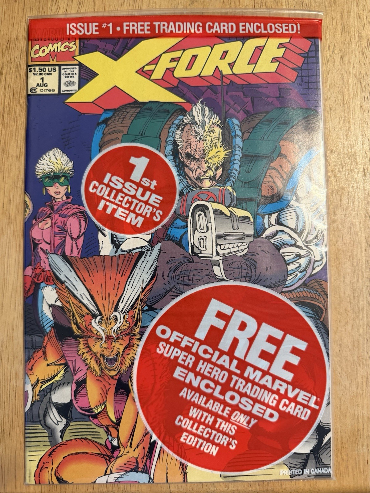X-Force #1 Marvel Comics Aug 1991 Original Sealed Packaging W/ Shatterstar Card