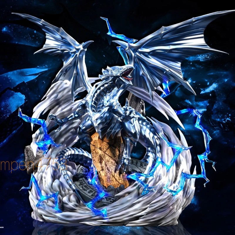 Game Yu-Gi-Oh Blue-Eyes White Dragon PVC GK Figure Painted Statue Model 35cm