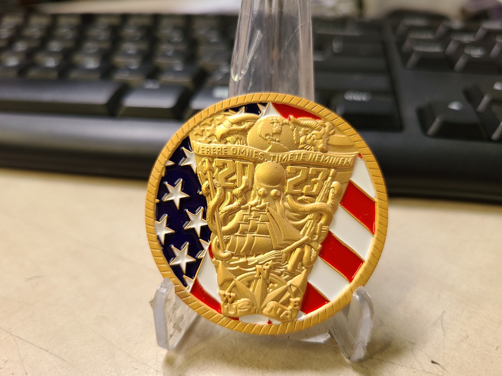 2023 USNA NON OMNIS MORIAR NAVAL SCIENTIA ACADEMY CHALLENGE COIN