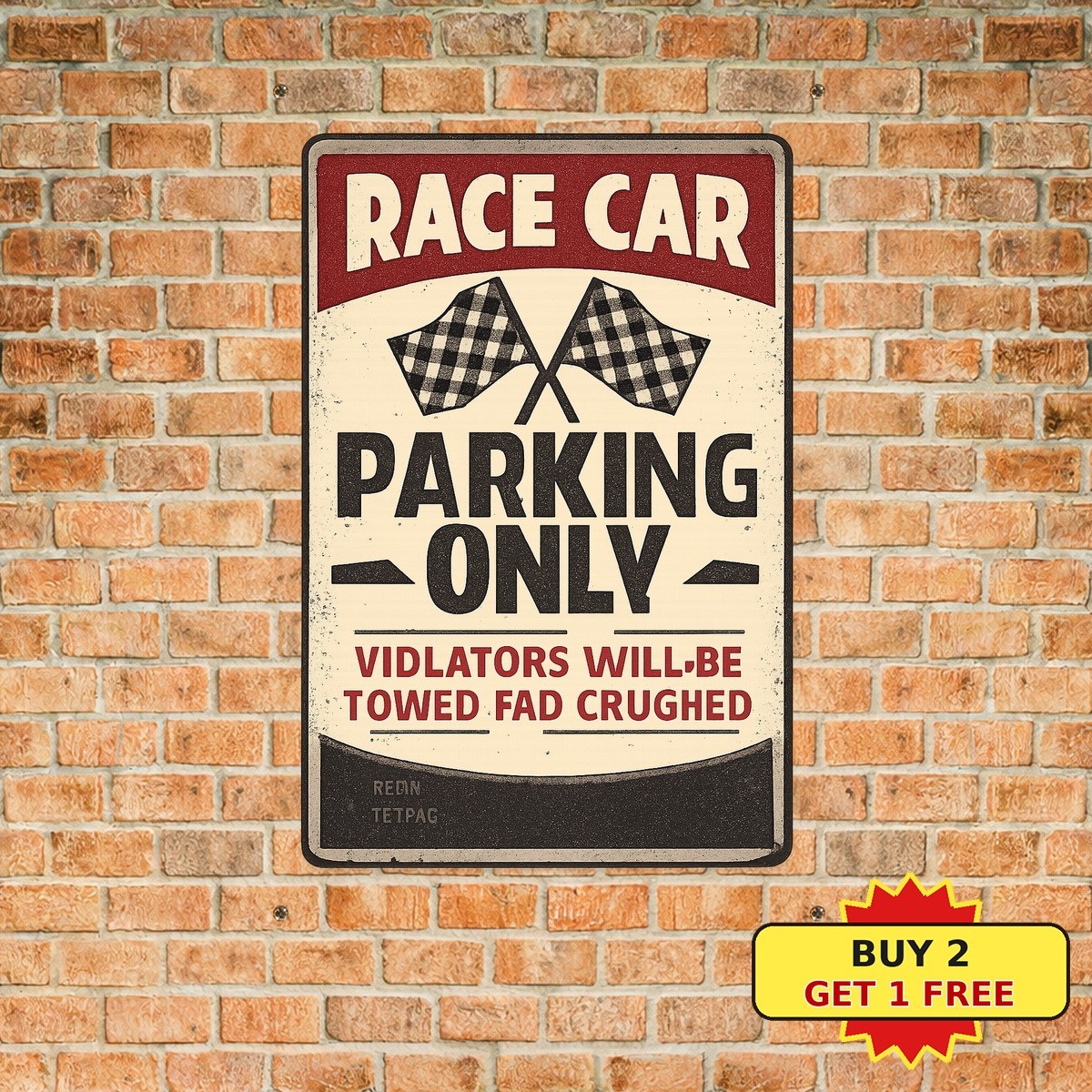 Race Car Parking Only Track Side Garage Shop Metal Tin Sign