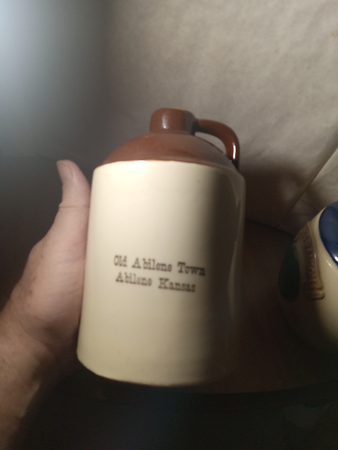 Vintage Stoneware Old Abilene Town Abilene Kansas Souvenir Jug Made In USA
