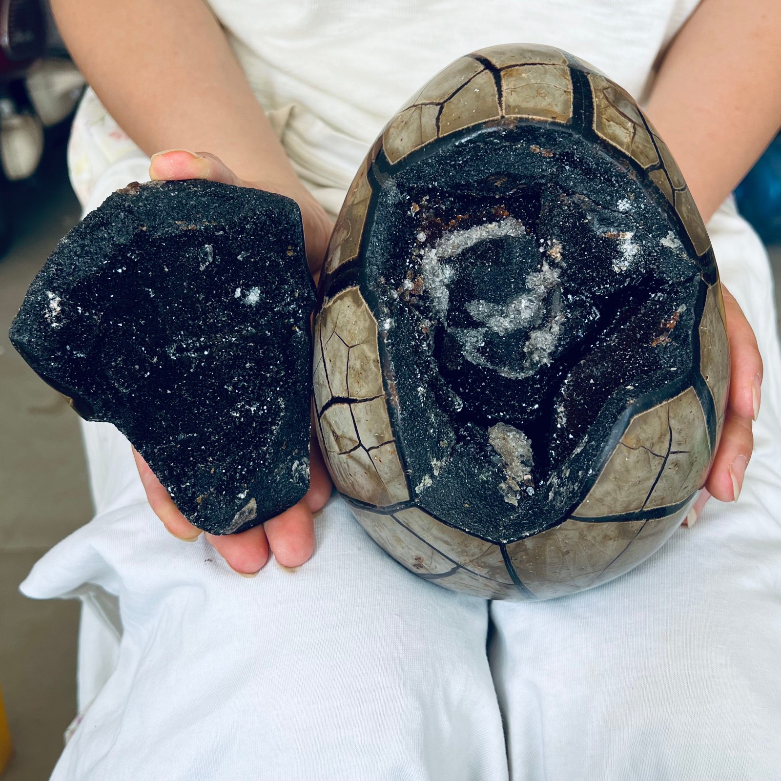 4.25LB Natural Dragon Septarian Geode Quartz Cluster Crystal egg Healing