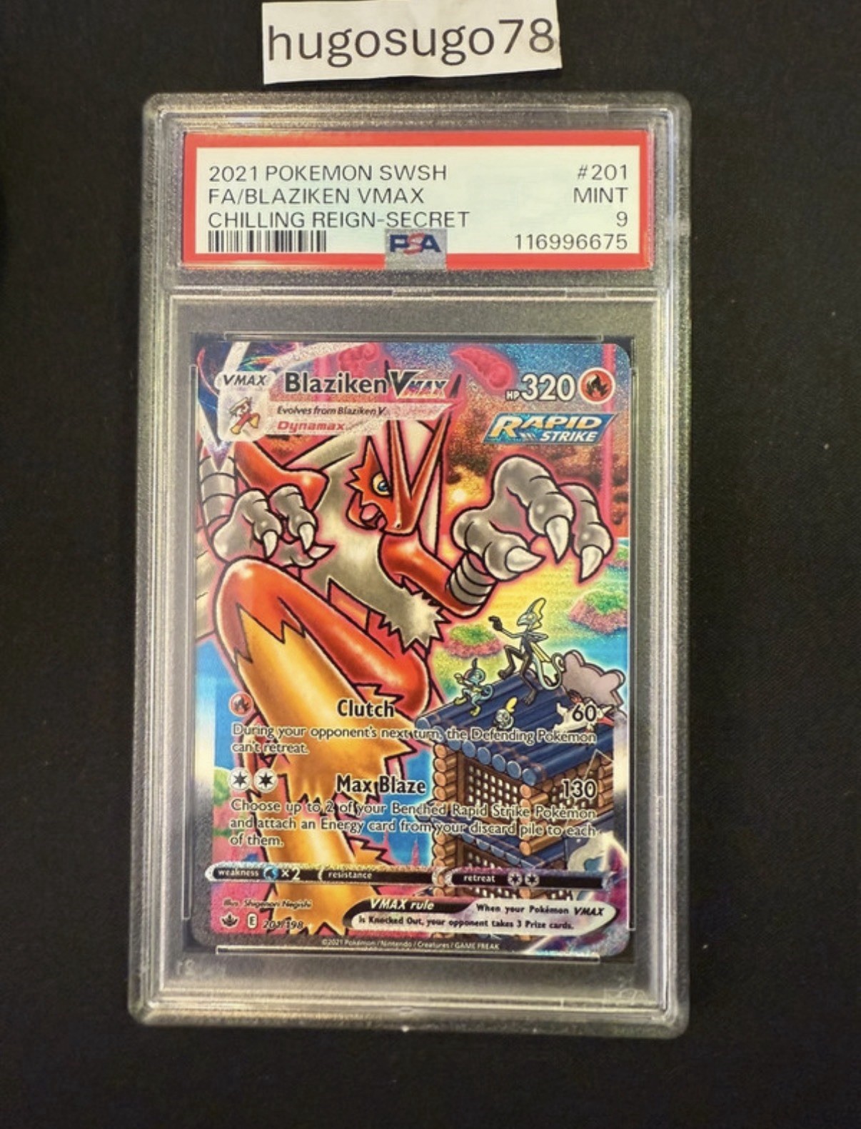 Pokemon PSA 9 Blaziken VMAX 201/198 2021 Chilling Reign Secret