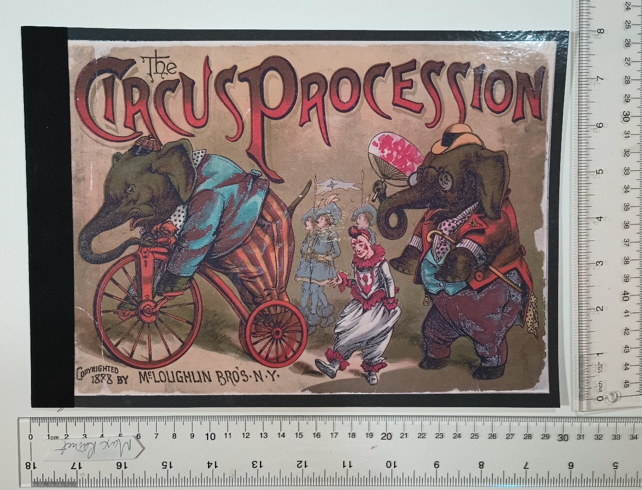 Circus Procession 1888 McLoughlin Bros PARADE Animals Clowns Horses Elephants RE