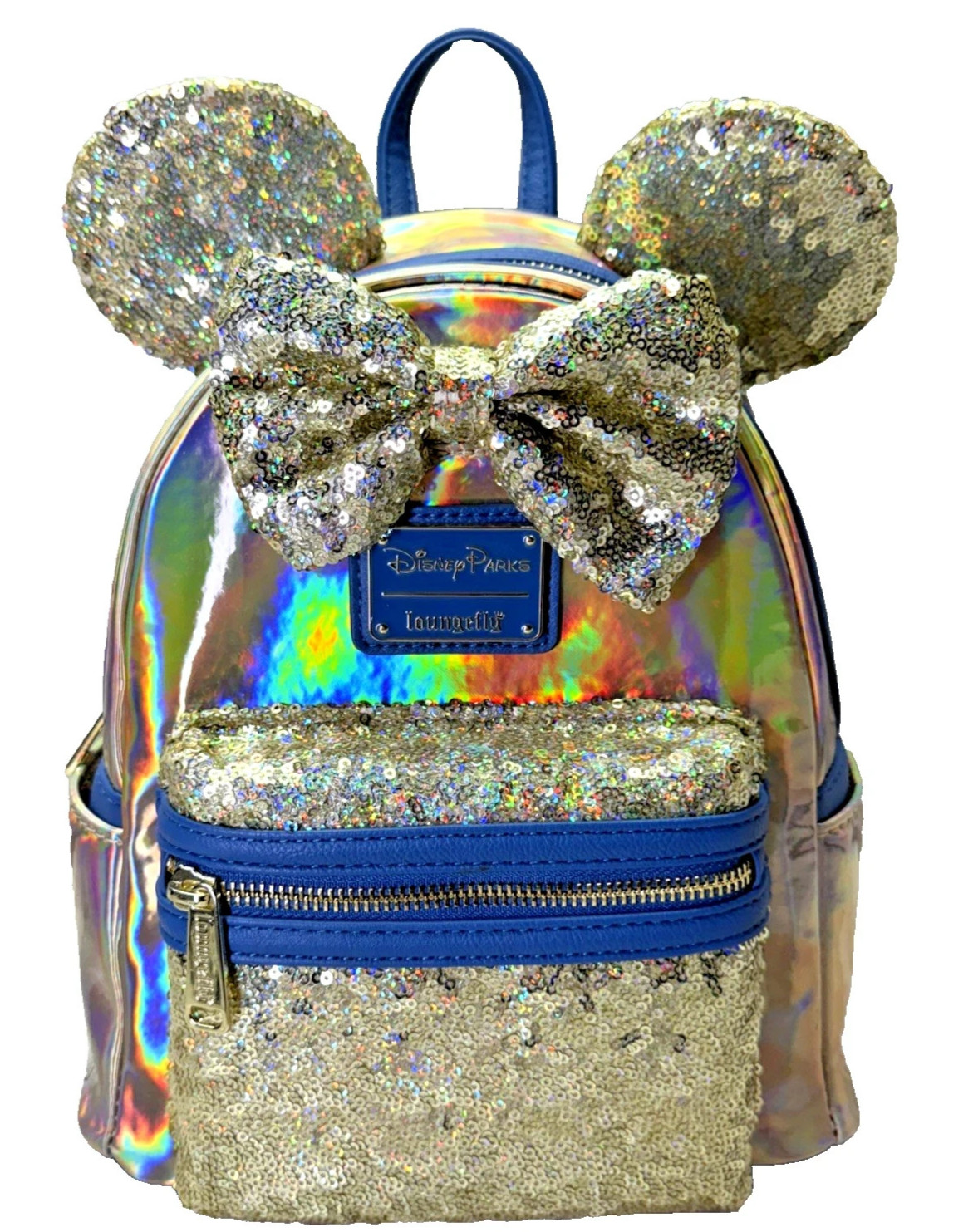 Disney Parks Minnie Gold  Shimmer Sequin Iridescent Loungefly Bag Backpack New