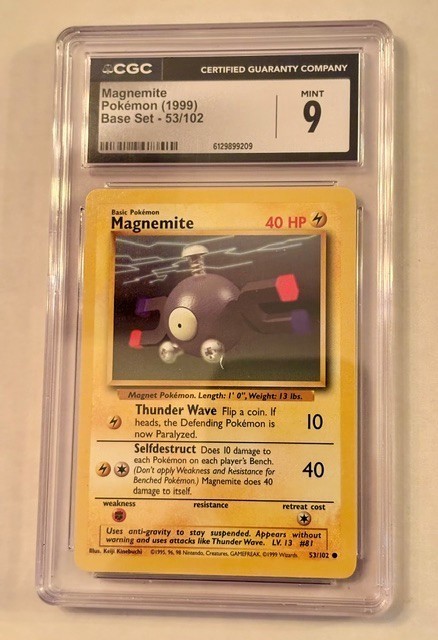1999 Pokemon Base Set Magnemite 53/102 CGC 9 MINT Unlimited Vintage WOTC
