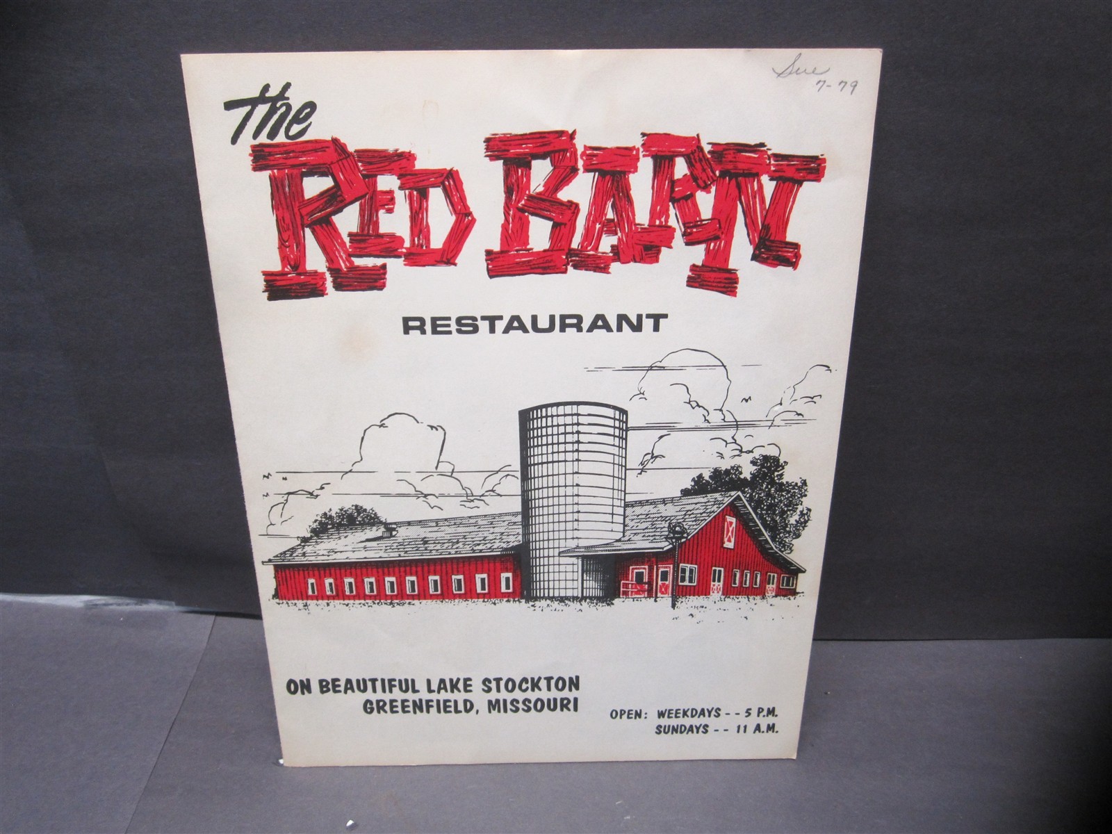 Vintage 1970 The Red Barn Restaurant Menu - Greenfield, Missouri 