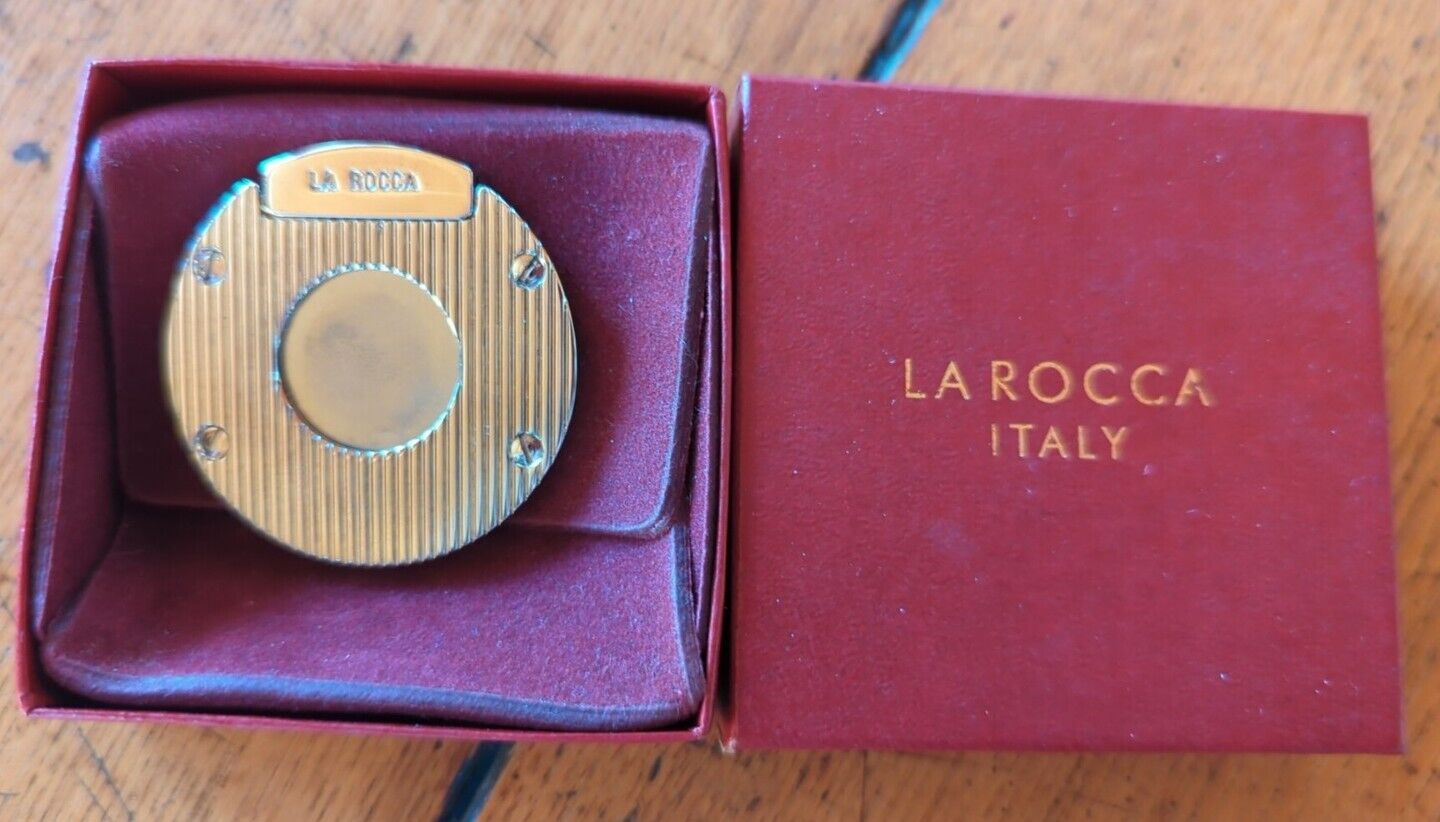 Vintage La Rocca Gold Tone Cigar Cutter Made In Italy w/Box