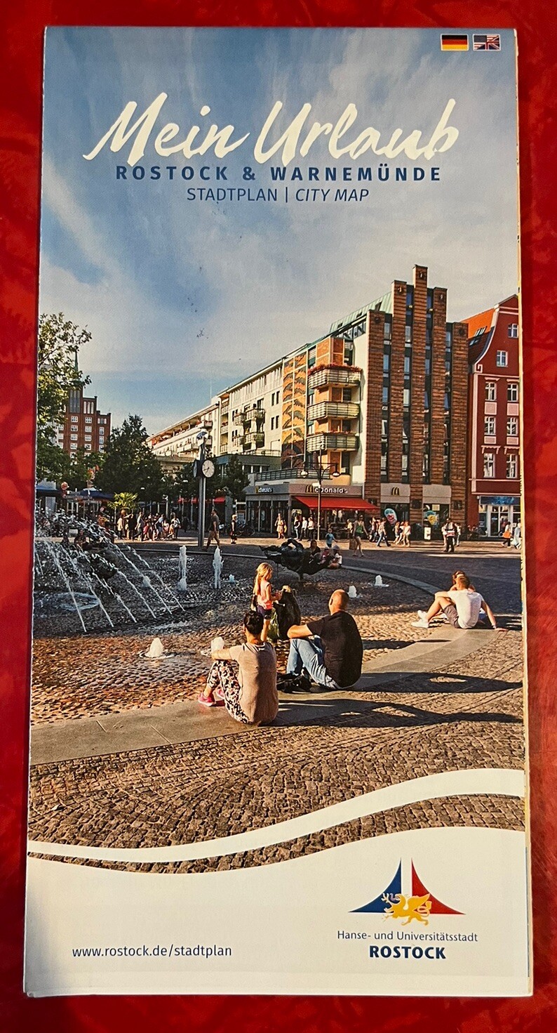 ROSTOCK & WARNEMUNDE GERMANY CITY MAP ENGLISH & GERMAN