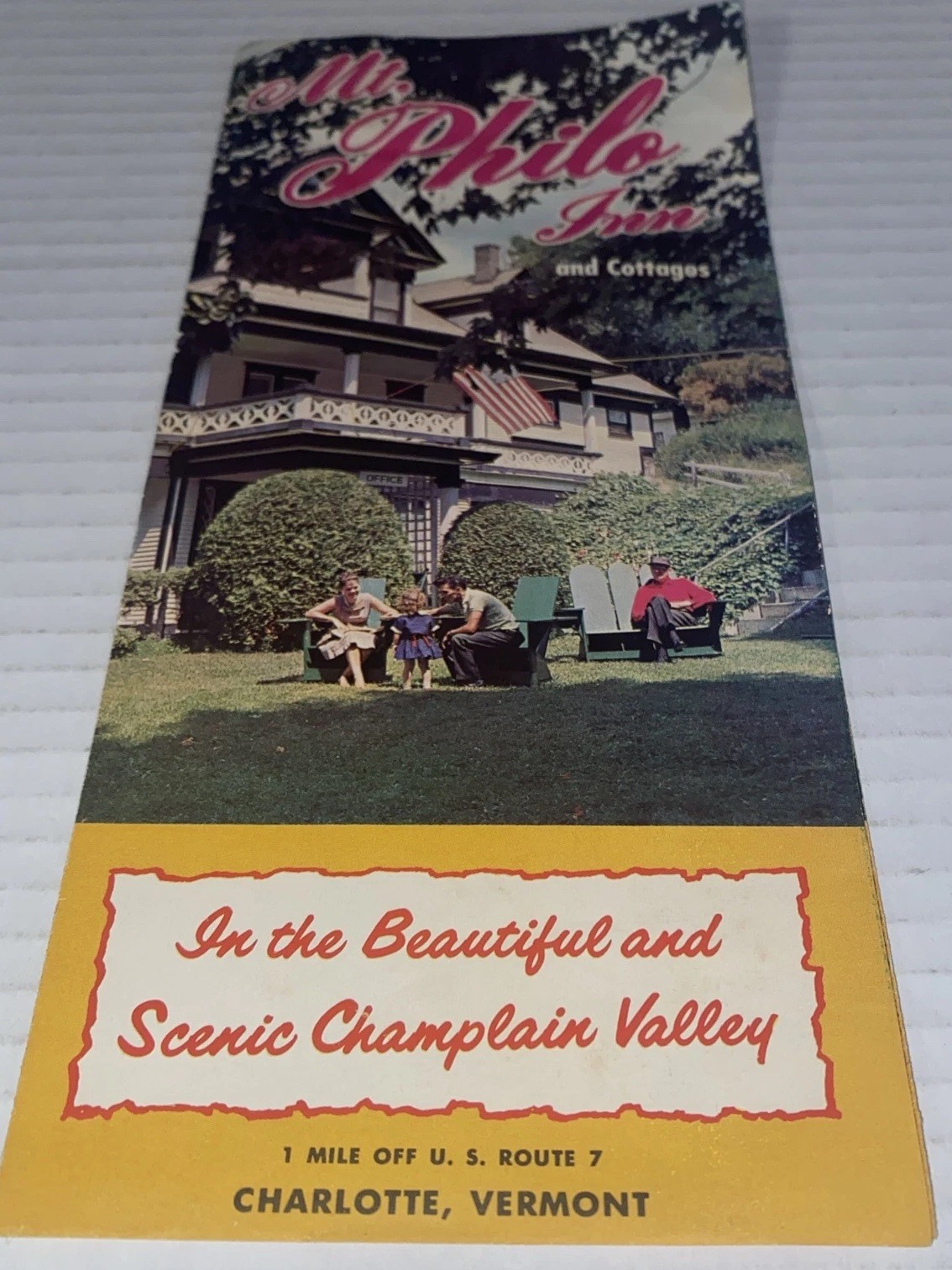 Vintage Mt Philo Inn Cottage Brochure Lake Champlain Vermont VT Griggs Adirondac