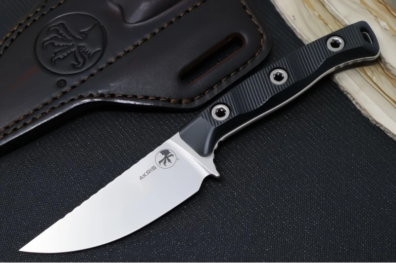 Microtech Akris Fixed Blade - Stonewashed Finish / M390MK Steel / G-10 Handle