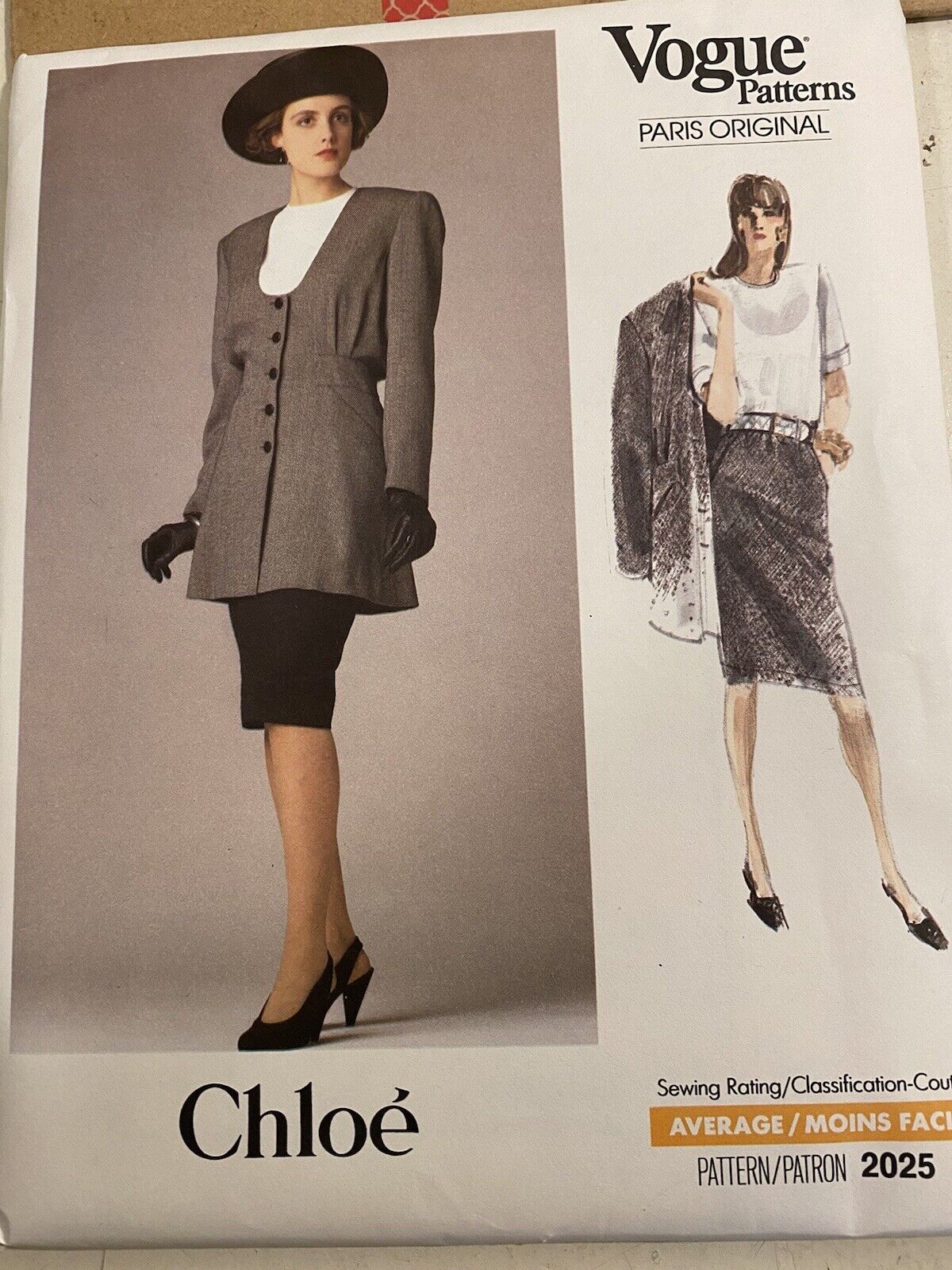 VOGUE PATTERN 2025  Jacket Skirt Top Vintage 80s CHLOE Uncut 8