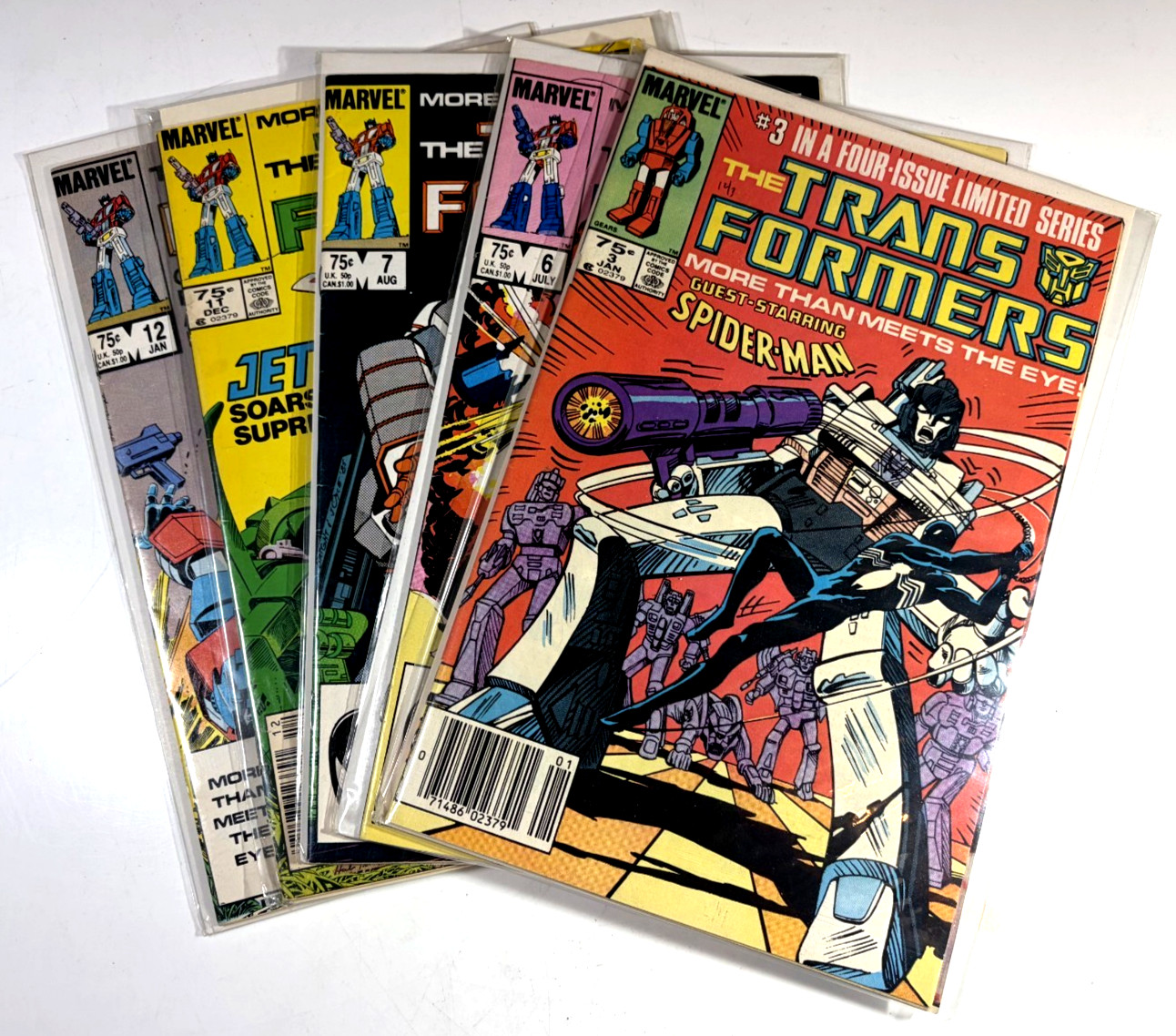 Marvel TRANSFORMERS (1985) #3 6 7 11 12 Spider-Man App FN to VF (8.0) Ships FREE