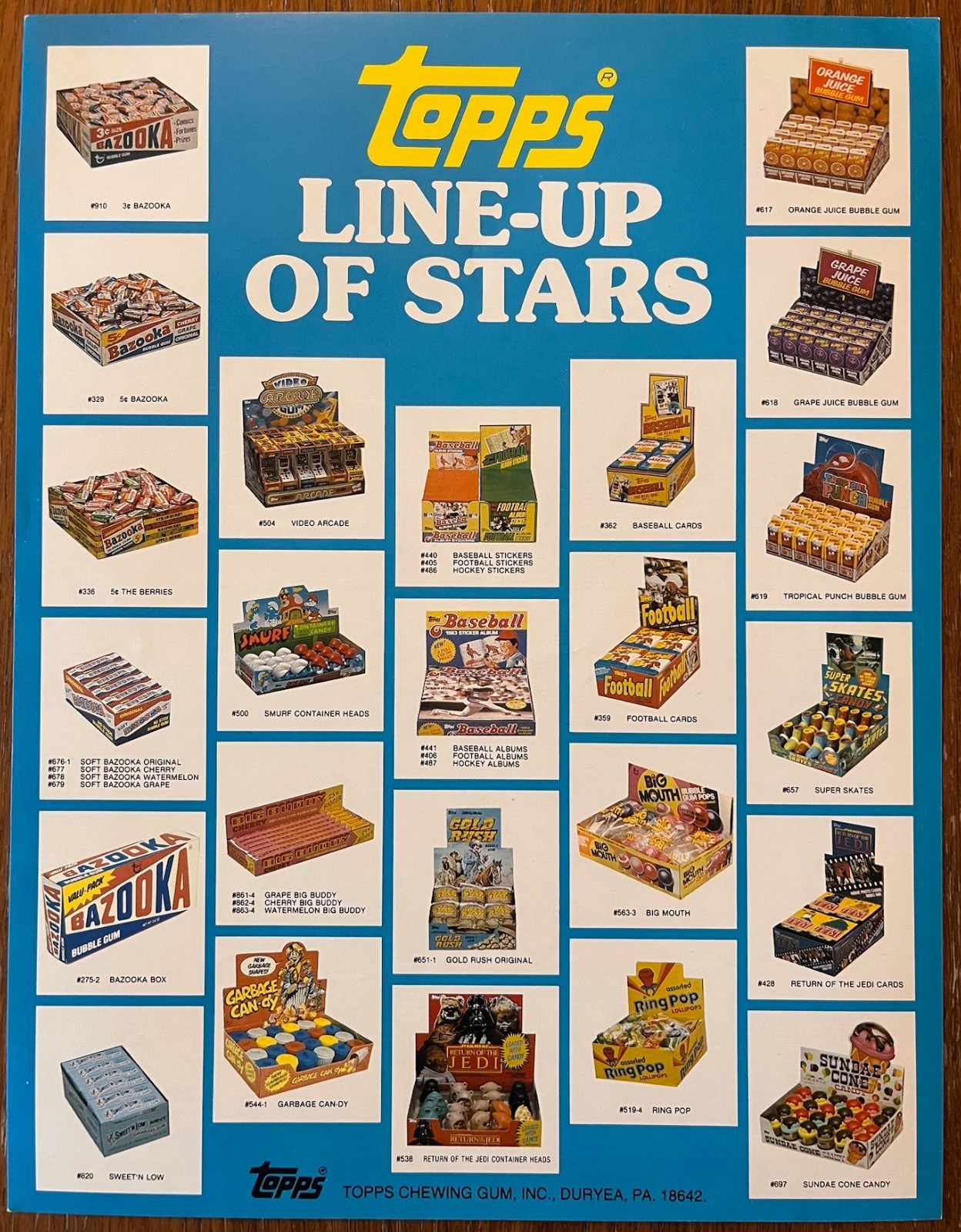 1983 Topps Line-Up of Stars Return of the Jedi Baseball Football Sale Sell Sheet