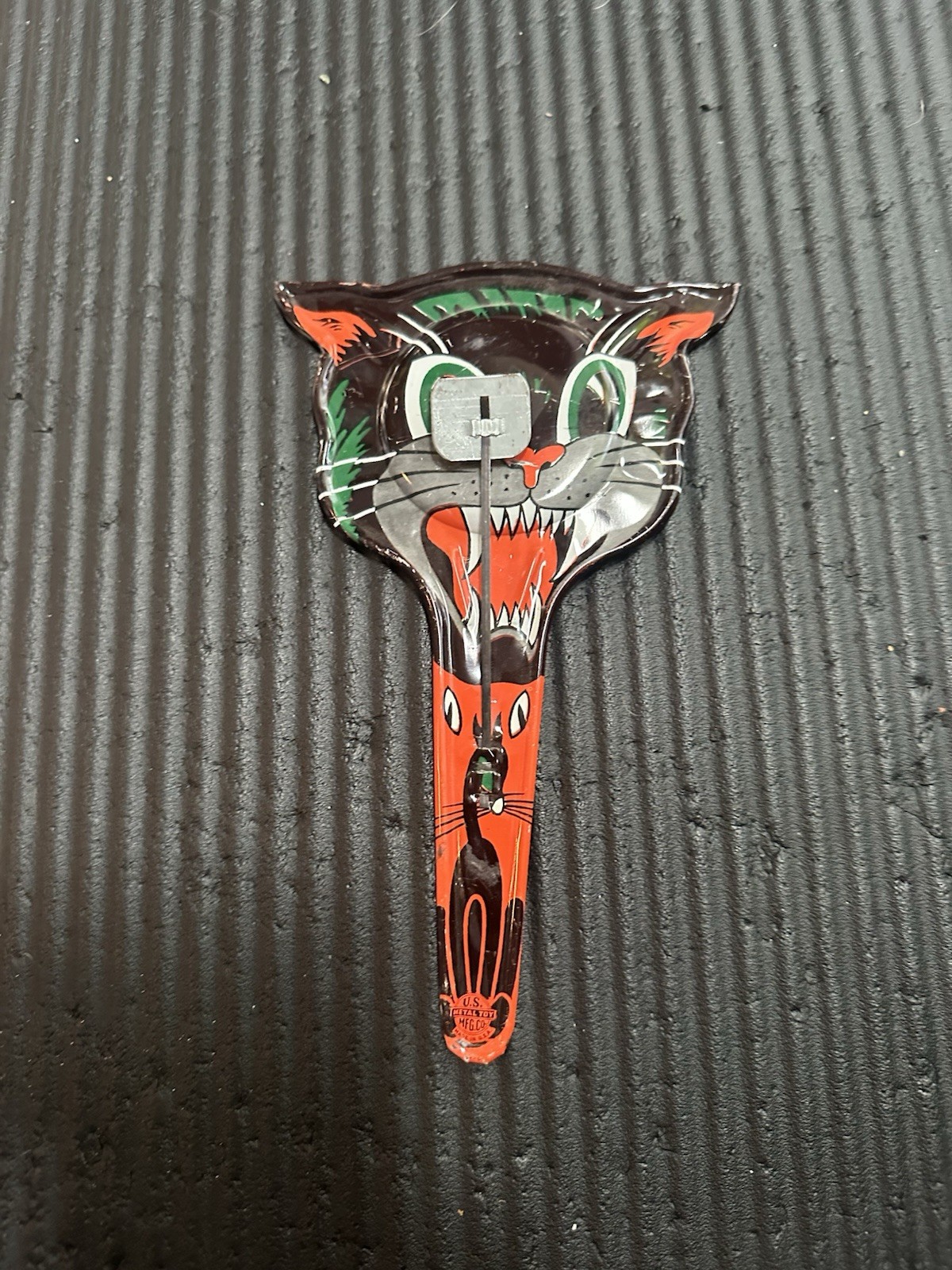 Vintage 1930 1940 Halloween Noise Maker Black Cat Pumpkin Witch US Metal Toy Mfg