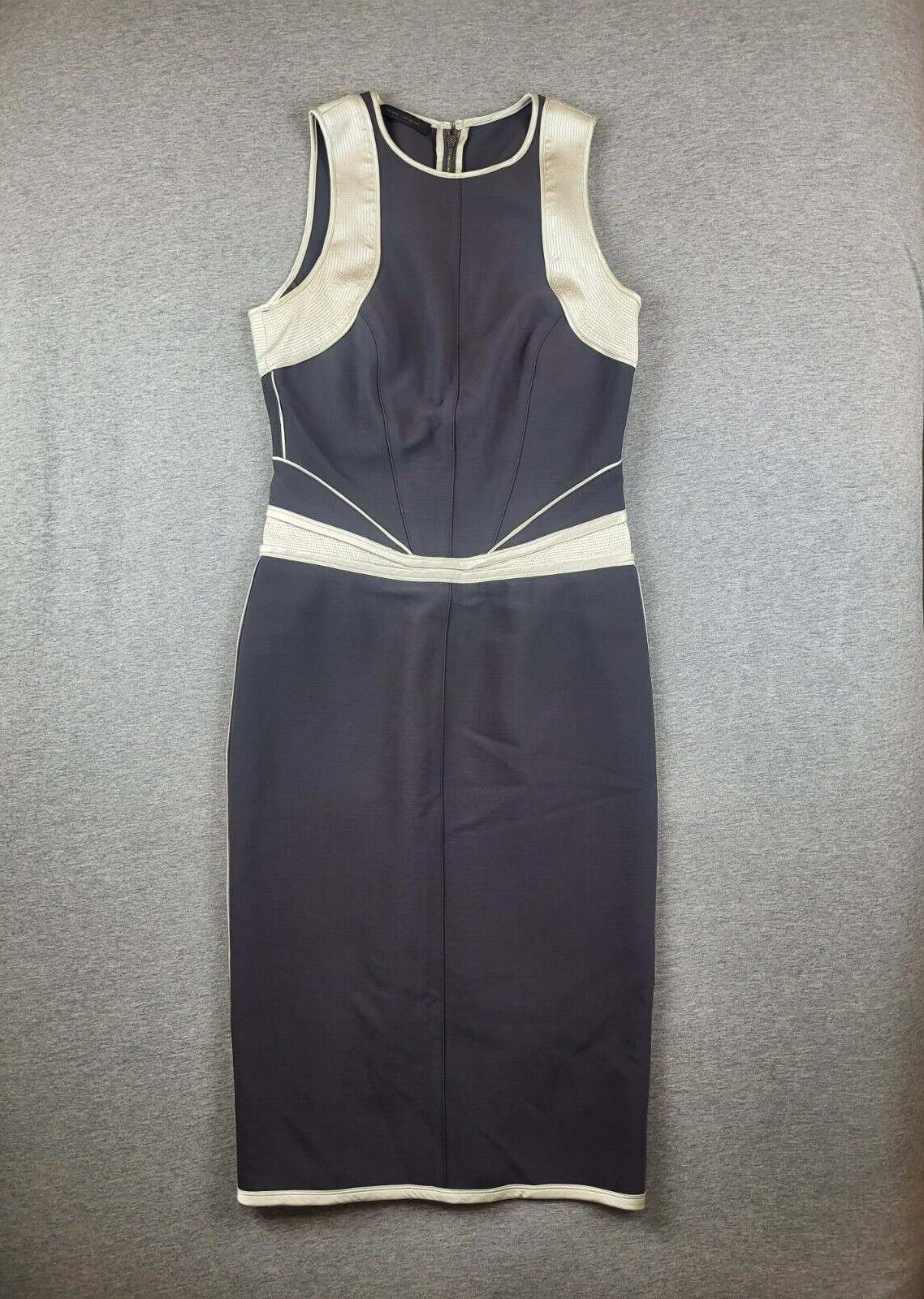 Narciso Rodriguez Italian Midi Sleeveless Designer 99% Silk Sheath Dress  Size 4