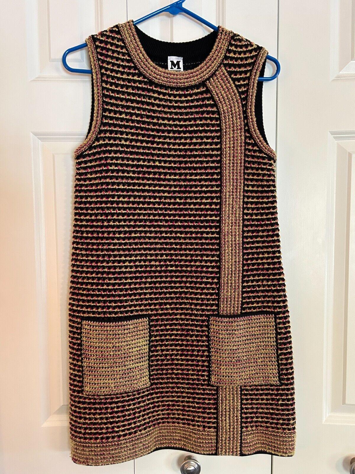 MISSONI Wool Blend Boucle Knit Sleeveless Multicolor Knee Length Dress SZ 40/8