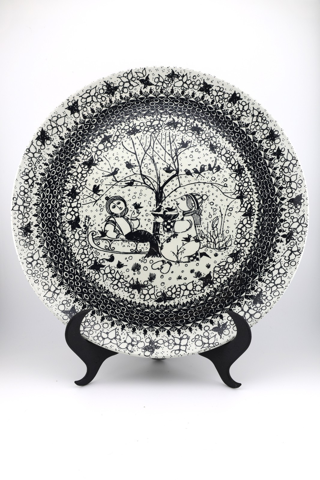 Vintage Bjørn Wiinblad Nymølle Denmark Winter Plate Seasons MCM Wall Decor 10.5