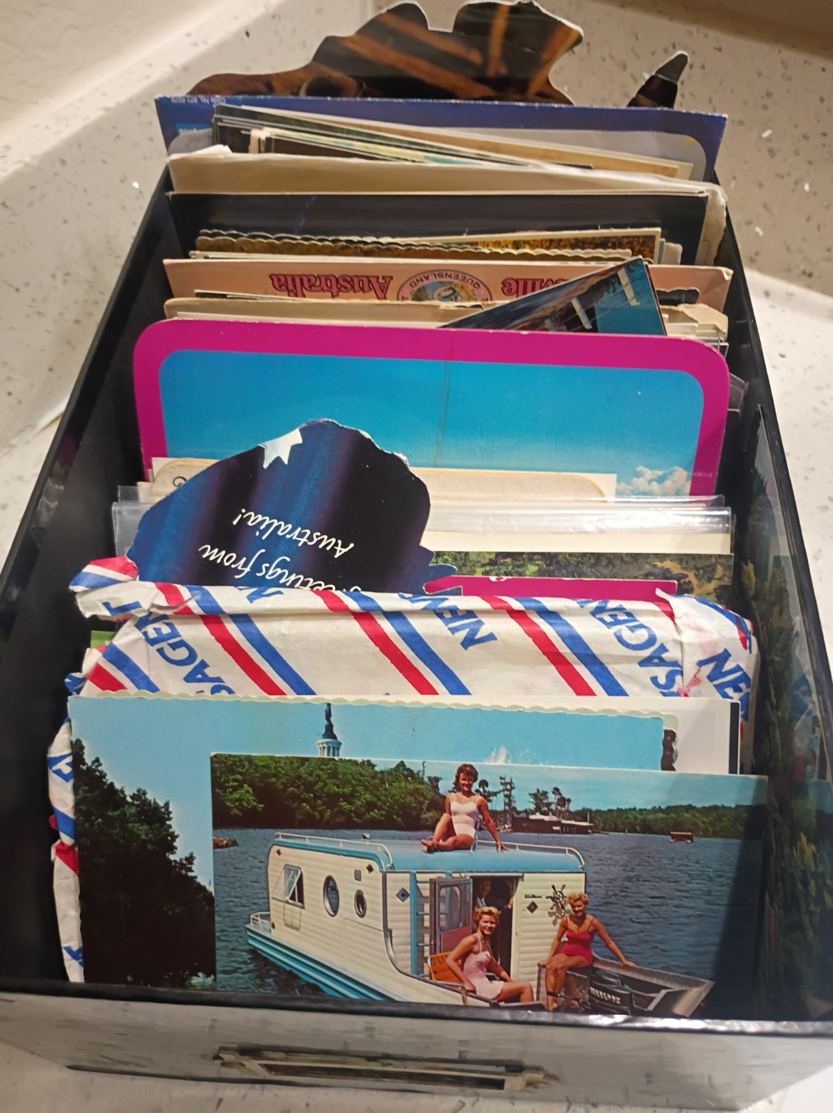 Vintage Treasure Box of Post Cards Not Sorted Comes As Is 1940s And Up 