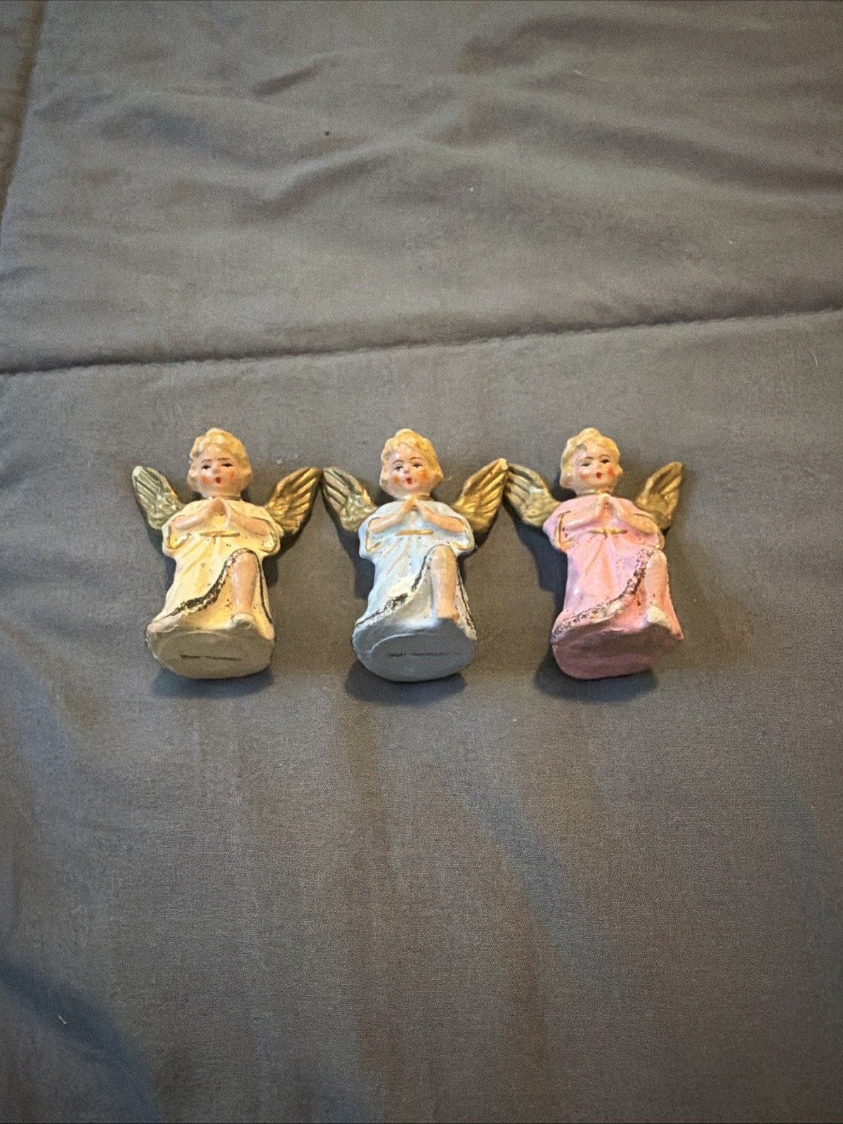 Vintage Praying Angel Ornaments - Set of 3