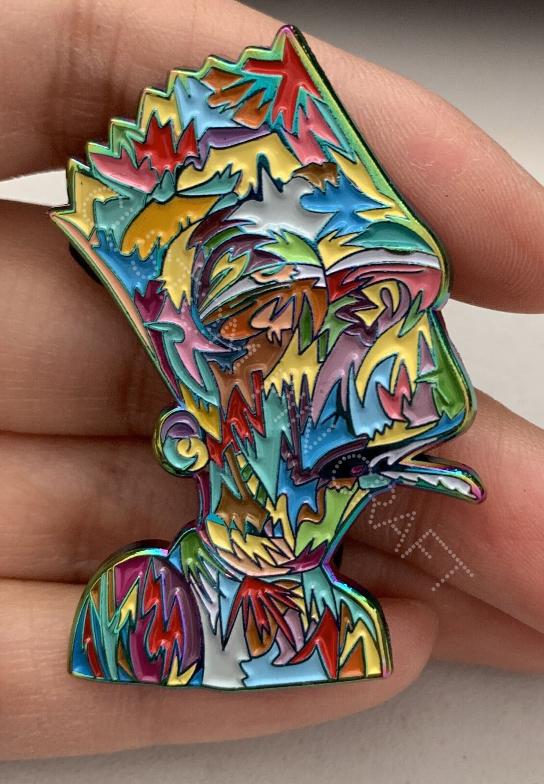 Bart Simpson tripped out smoking weed joint enamel lapel magnet Bart Simpson tripped out smoking weed joint enamel lapel magnet