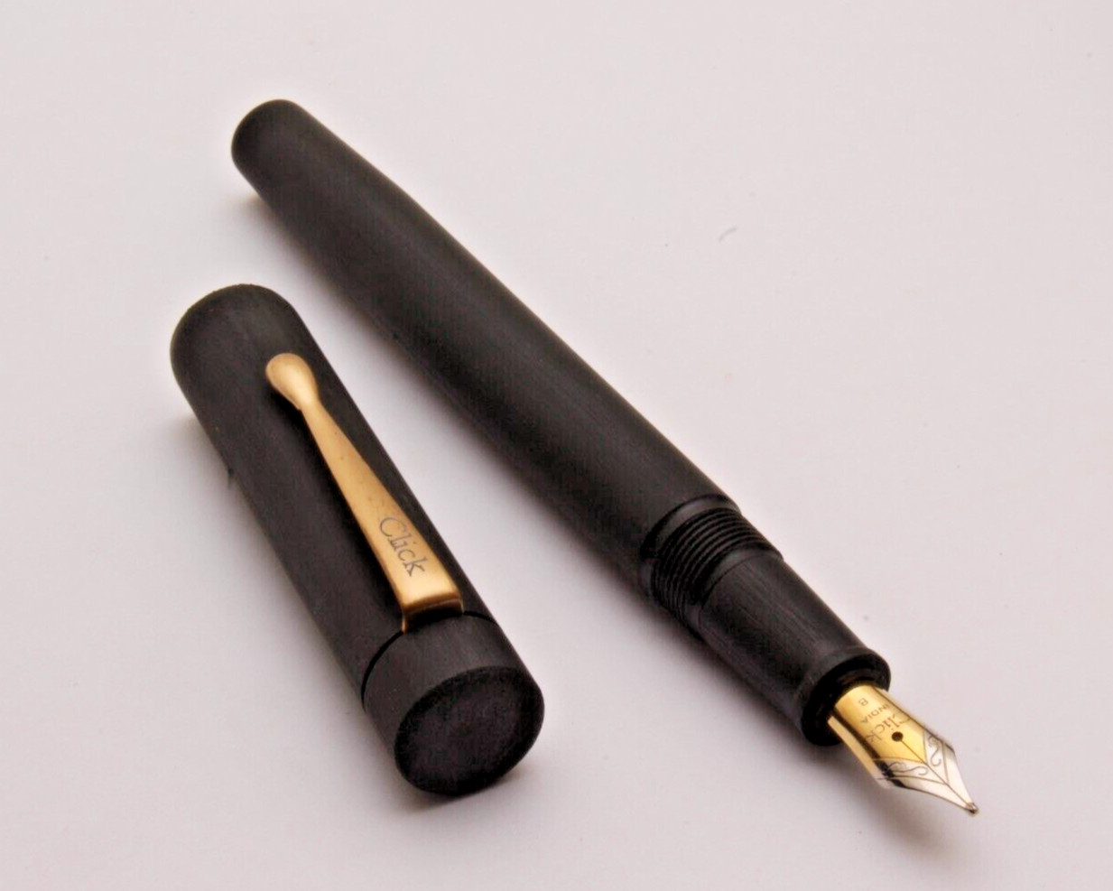 Click Century Full Matte Charcoal Black Ebonite Fountain Pen New In Box