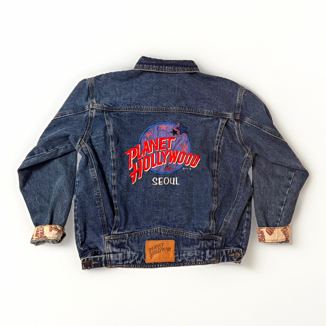VINTAGE Planet Hollywood “Seoul” Denim Jacket Logo Embroidery Lined