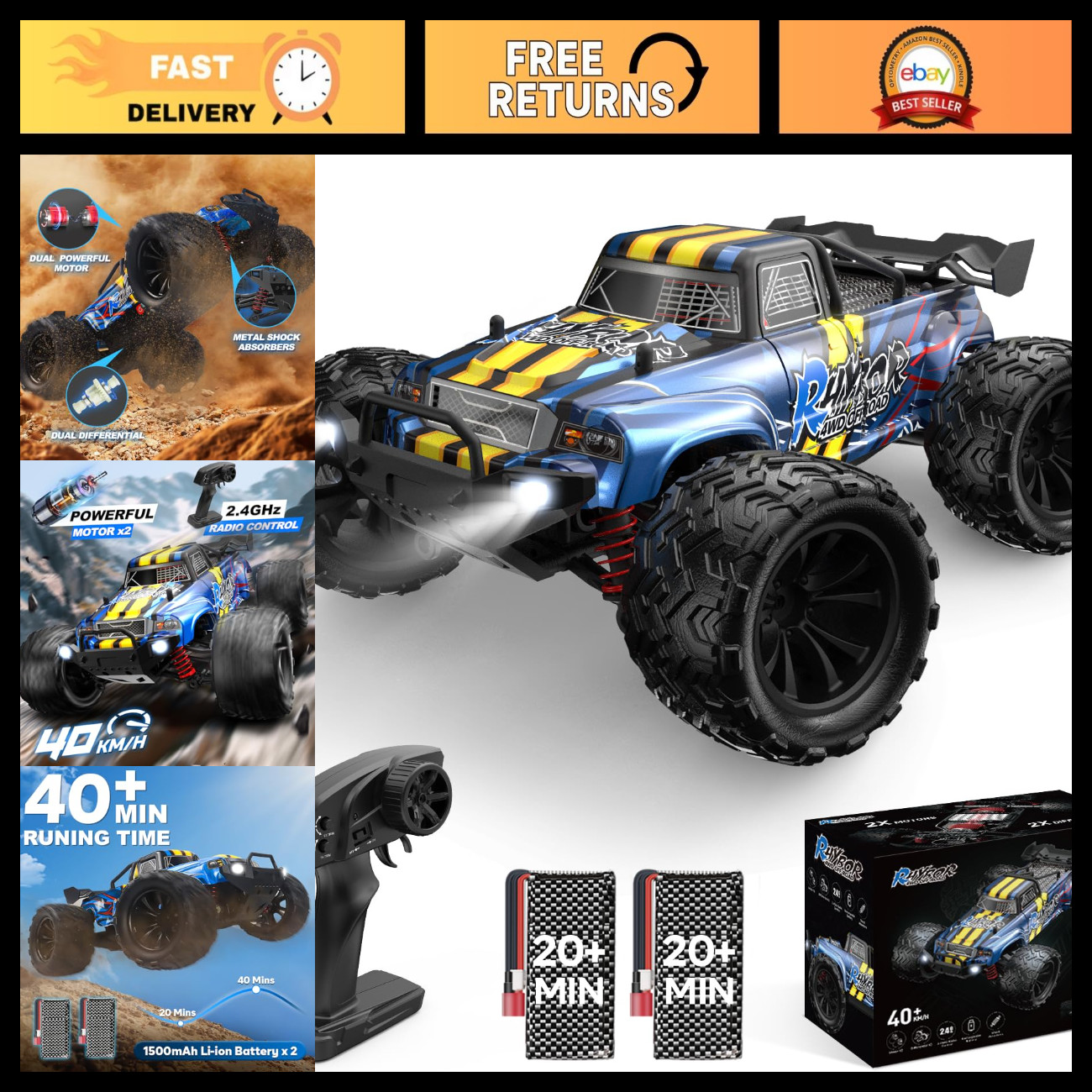 1:16 Scale RC Cars for Adult, Remote Control Car Fast 40KPH Hobby RC Cars for Bo