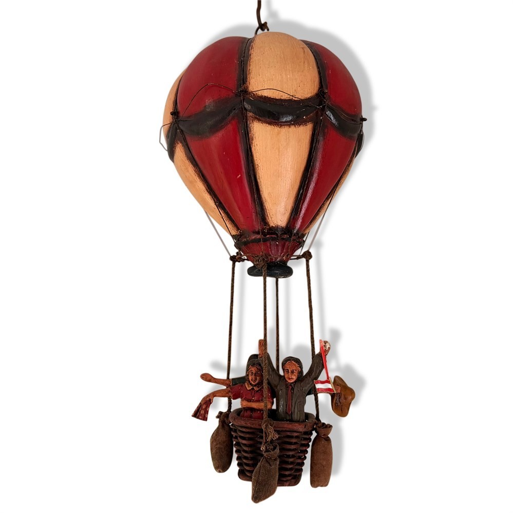 Vintage Repro Hanging Hot Air Balloon Figural Resin Sculpture Pilot 18\