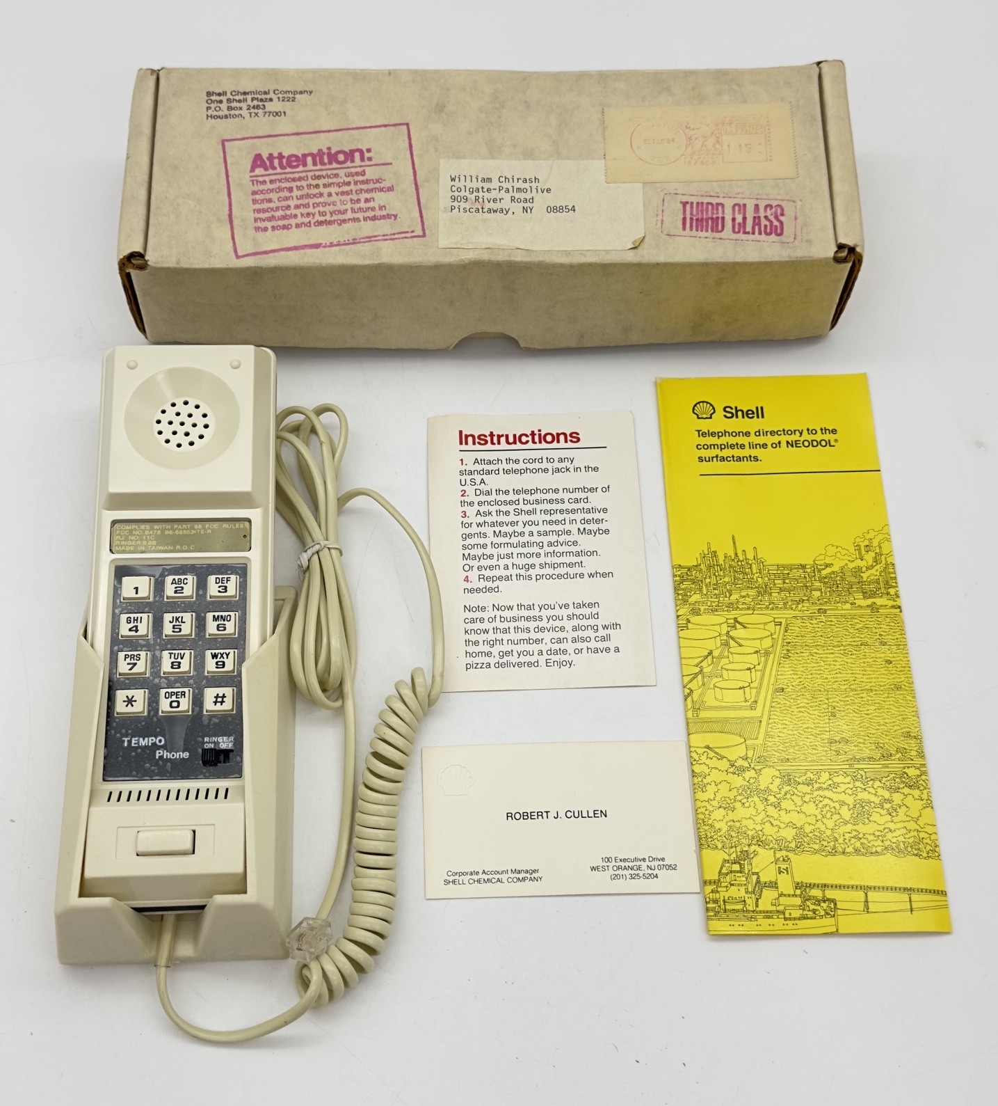 Rare Vintage 1984 Shell Chemical Co Tempo Wall Mounted Telephone Original Box