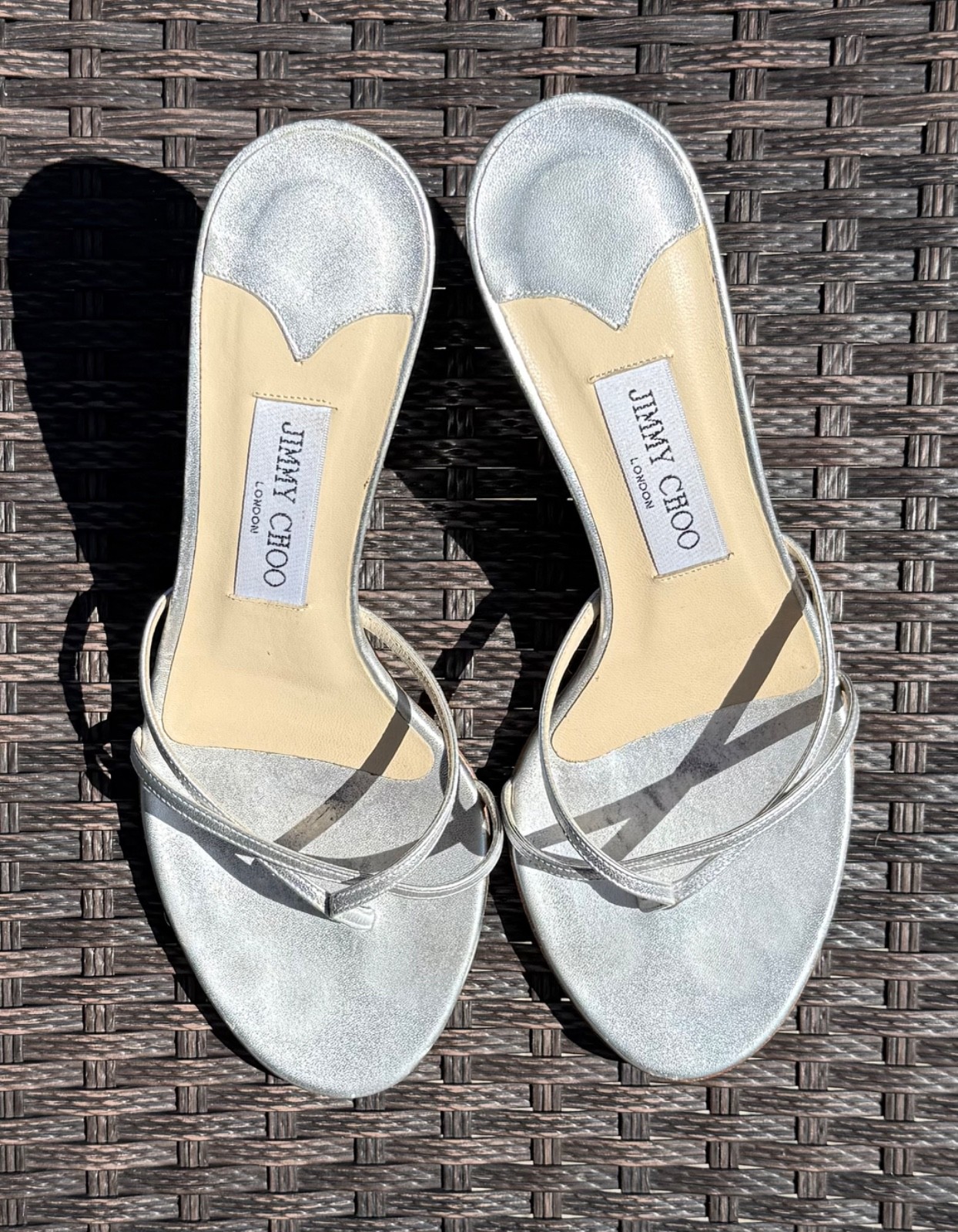 Jimmy Choo Nimbus Leather kitten heel  slip on silver EU 39