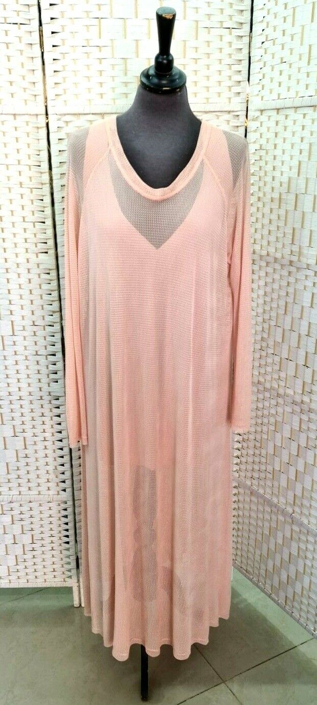 ALEMBIKA LONG PINK DRESS DELICATE MESH / LACE +  CAMISOLE  SIZE - S - NWT.