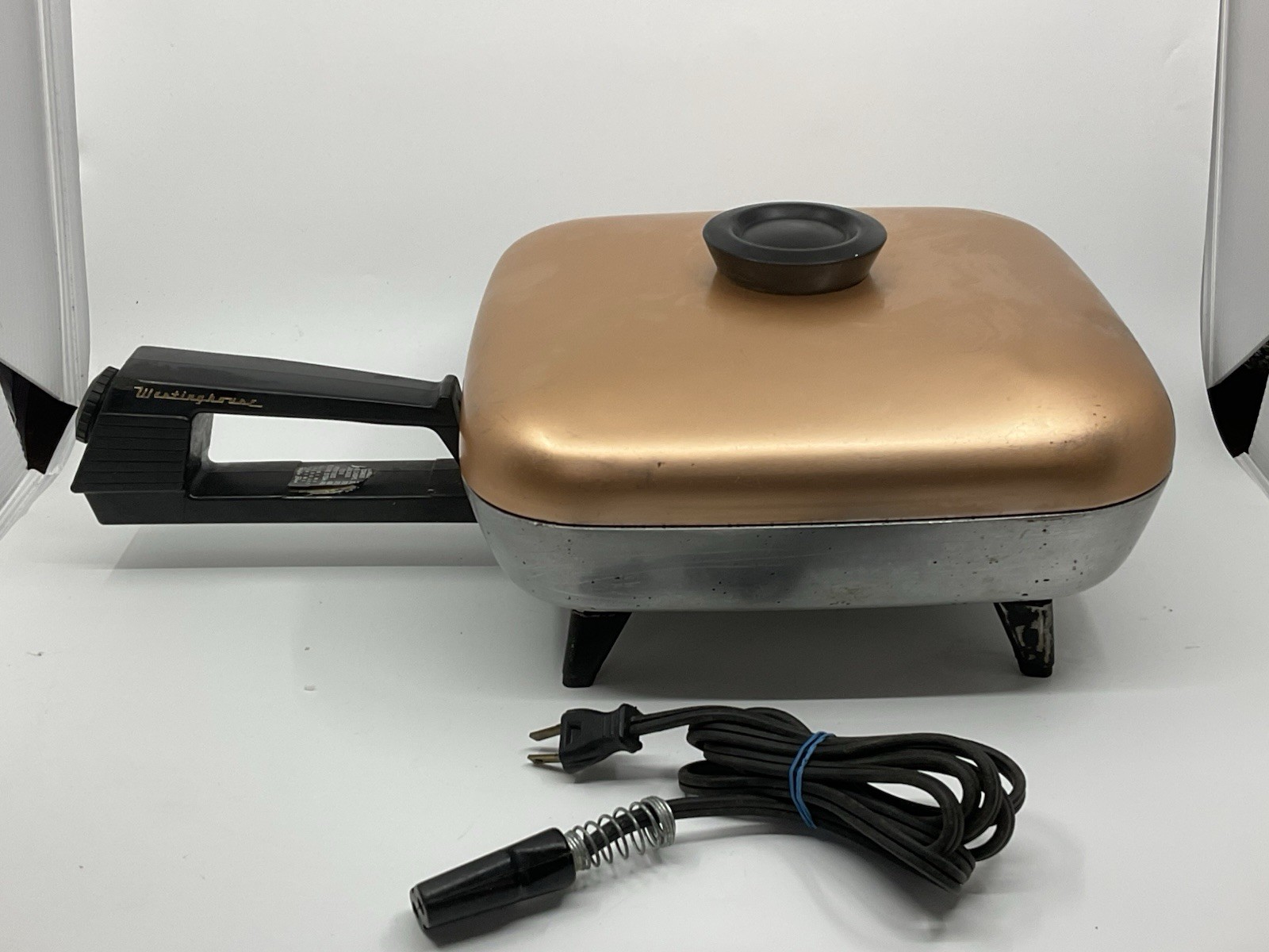 Vtg Westinghouse Electric Skillet Copper Lid Original Cord Tested Works MCM USA