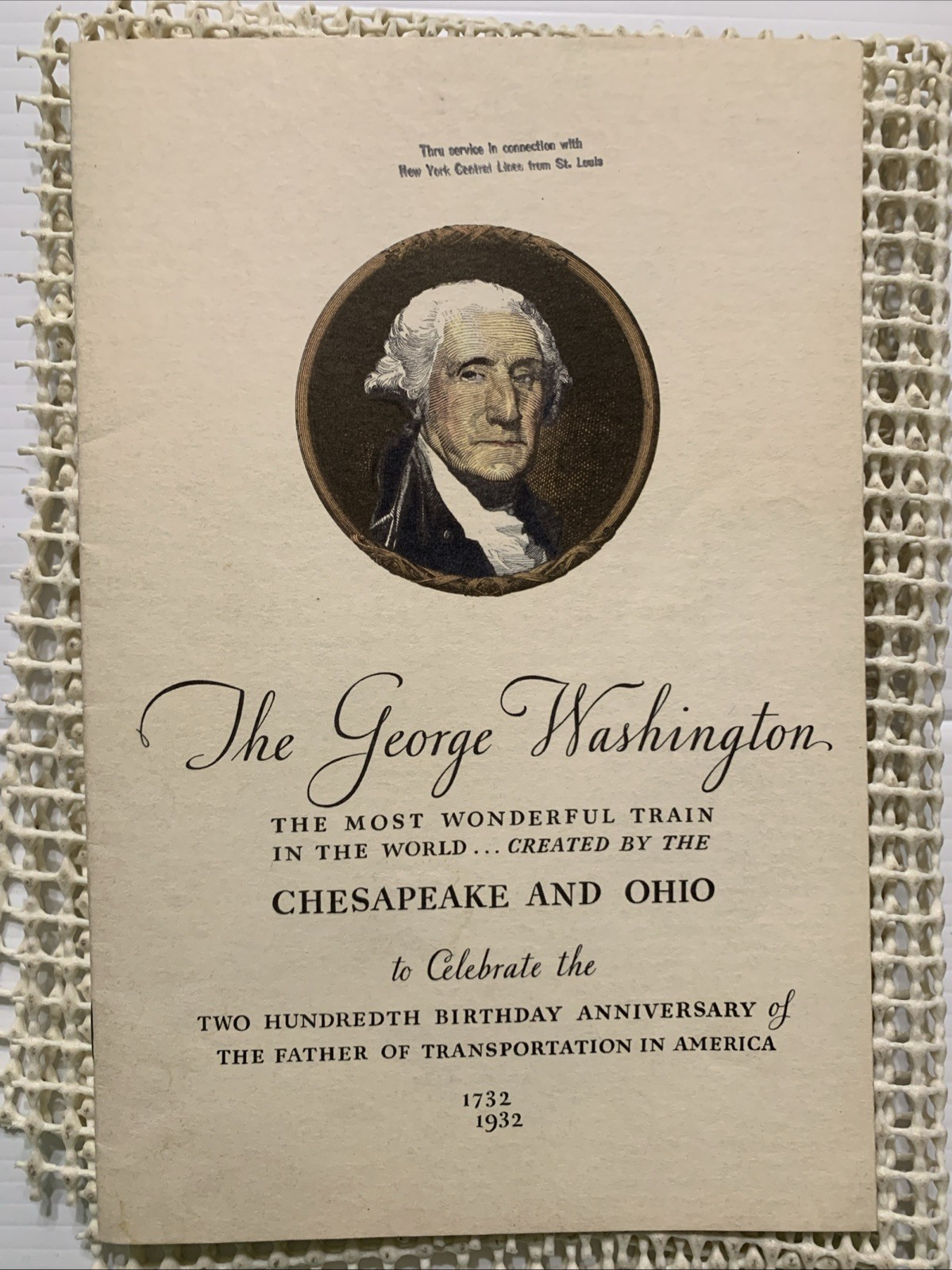 Vintage 1940's THE GEORGE WASHINGTON Chesapeake & Ohio Pamphlet About The Train