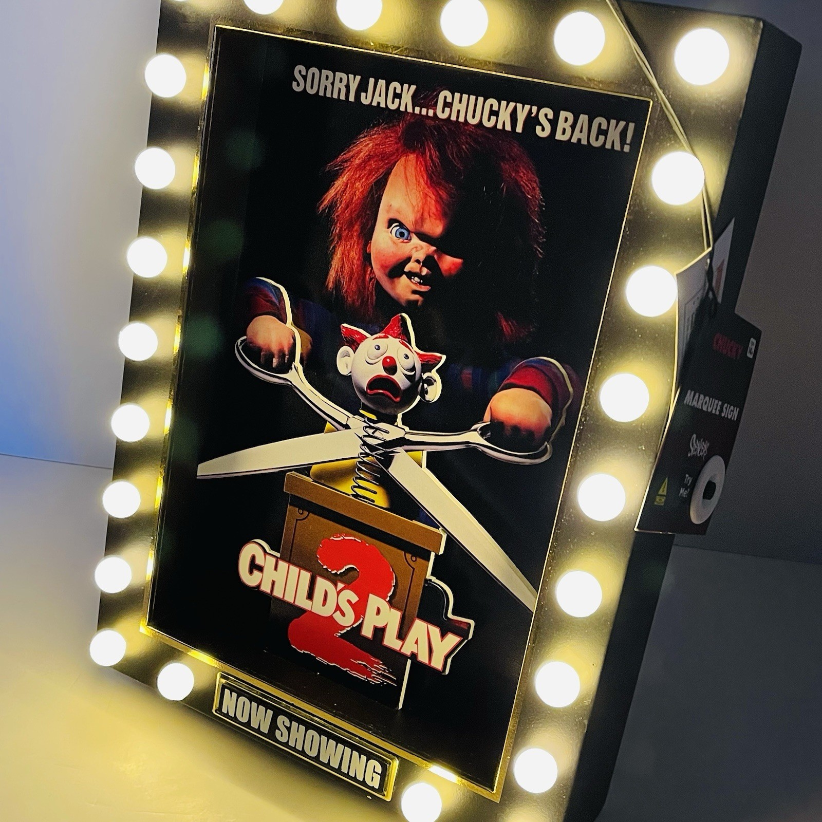 CHILD\'S PLAY 2 Lighted 3-D Marquee Movie Sign Chucky Halloween Horror Decoration