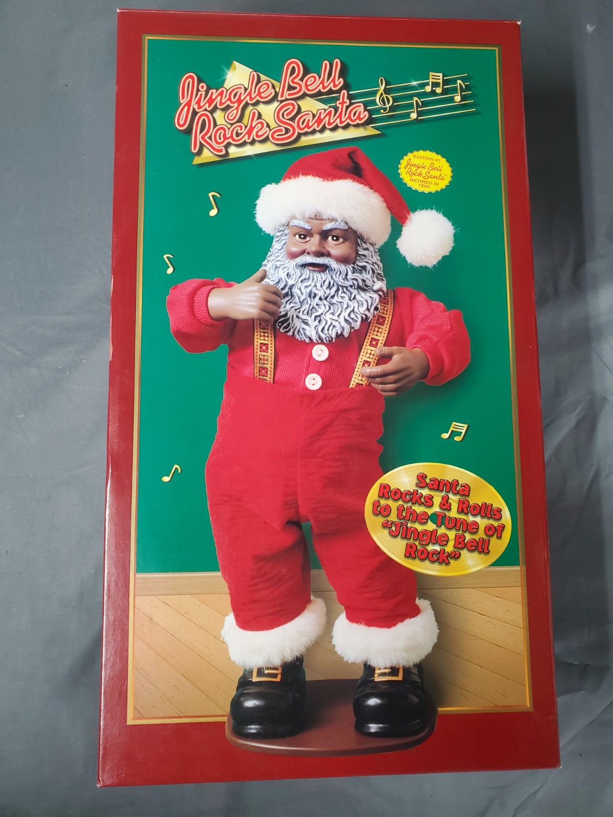 Vintage 1998 Jingle Bell Rock Santa African American Santa Claus #1 Edition New