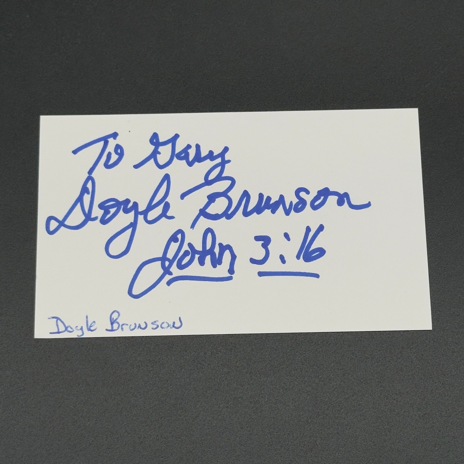 Doyle Brunson Signed 3x5 Index Card - WSOP Poker - TTM Authentic Autograph