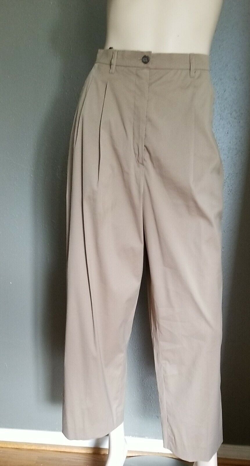 (36) Vintage AUTH JIL SANDER CROPPED WIDE LEG Khaki Pants Cotton EVC Pleat 