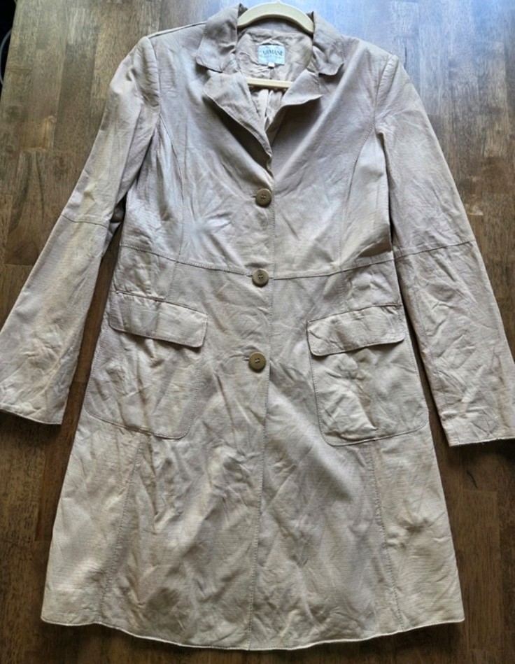 Armani Collezioni Unique Snake Embossed Leather Trench Coat – Size EU 44 (US 8)