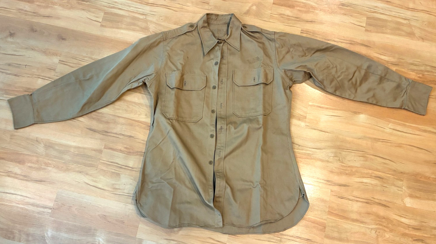 Vintage Post WW2 US Army Officers Khaki Cotton Shirt 15 x 32.
