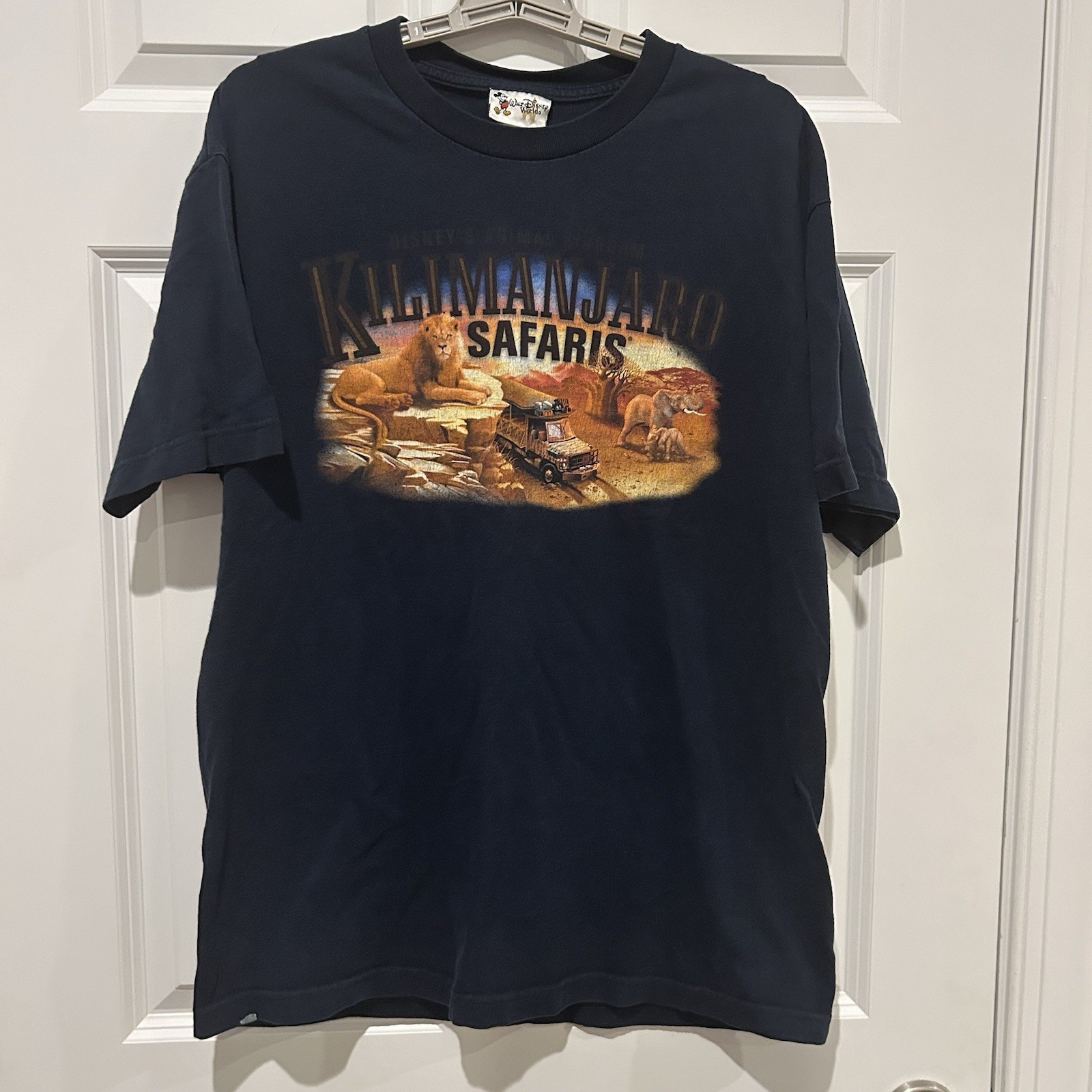 VTG 90s Walt Disney World Animal Kingdom Kilimanjaro Safaris T Shirt Large Navy
